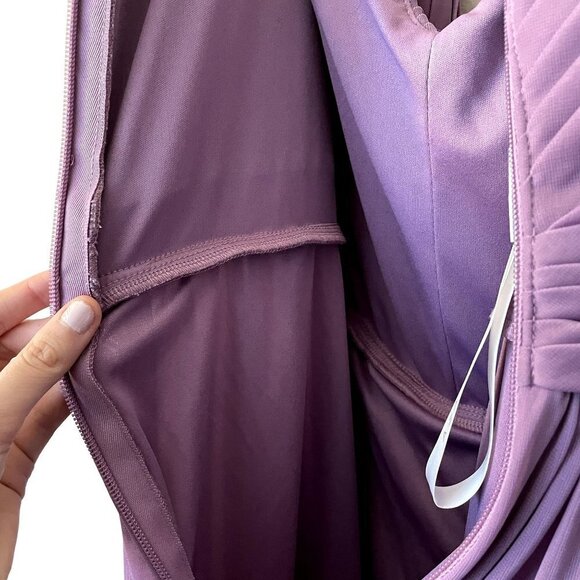 Azazie Calla A24 purple ruched formal vneck off the shoulder classic prom dress - Picture 11 of 11